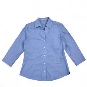 Foxcroft crisp light blue tailored fit 3/4 sleeve button up